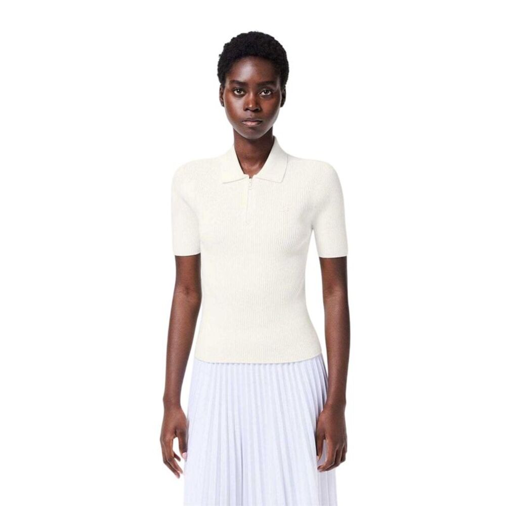 Lacoste Womens/Ladies Knitted Ribbed Polo Shirt / White